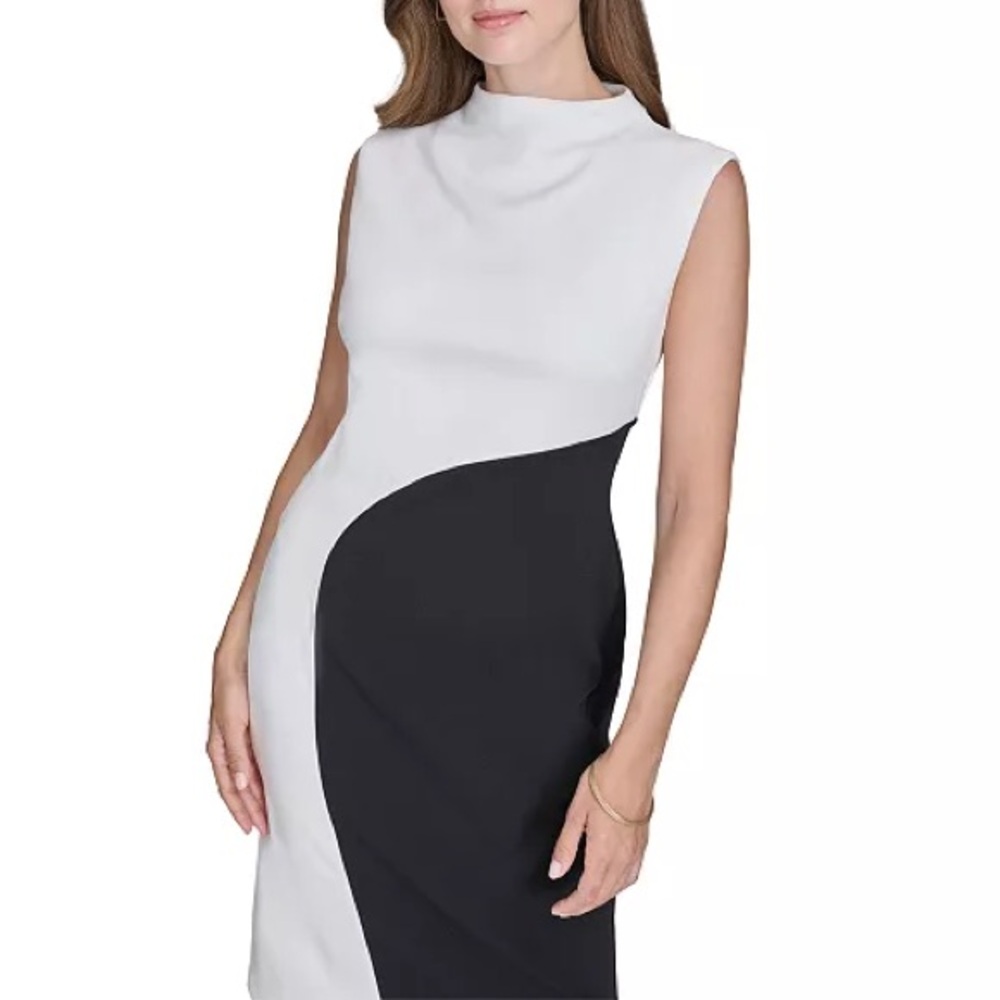 Halston Heritage Black and White Midi Dress - Picture 3 of 8